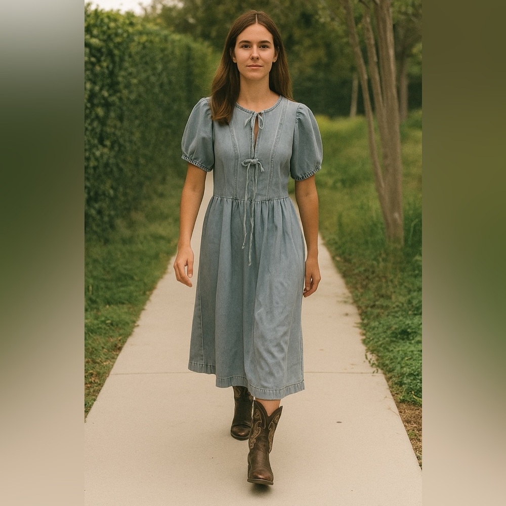 H&M Divided Light Denim Midi Dress | size xxs - Picture 1 of 8